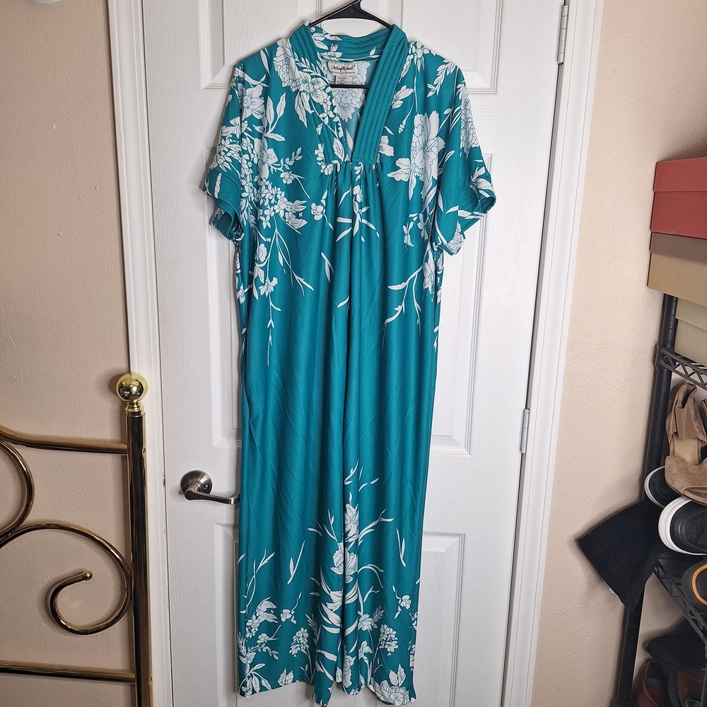 Anthony Richards Teal Floral Robe Size Large